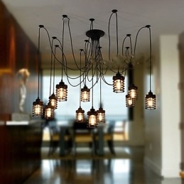 Vintage Edison Multiple Ajustable DIY Lampa sufitowa Światło Wiszące Oświetlenie Żyrandol Nowoczesny Elegancki Przemysłowy Jadalnia