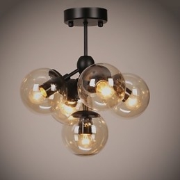Żyrandol 5 świateł Szklane kule świetlne Retro Na zewnątrz Garaż Metal