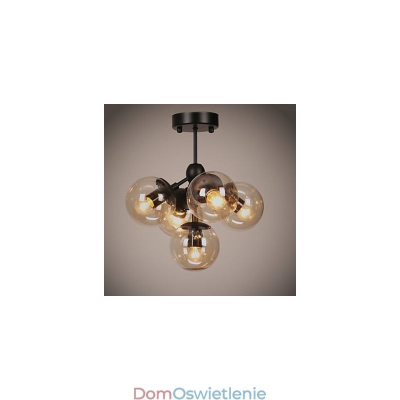 Żyrandol 5 świateł Szklane kule świetlne Retro Na zewnątrz Garaż Metal