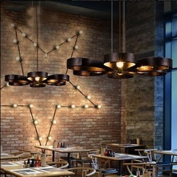 Amerykańska lampa wisząca w stylu rustykalnym z żelaza i kwiatów wiatrowych