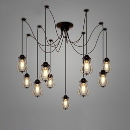 Vintage Edison Multiple Ajustable DIY Lampa sufitowa Światło Wiszące Oświetlenie Żyrandol Nowoczesny Elegancki Przemysłowy Jadalnia