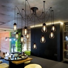 Vintage Edison Multiple Ajustable DIY Lampa sufitowa Światło Wiszące Oświetlenie Żyrandol Nowoczesny Elegancki Przemysłowy Jadalnia