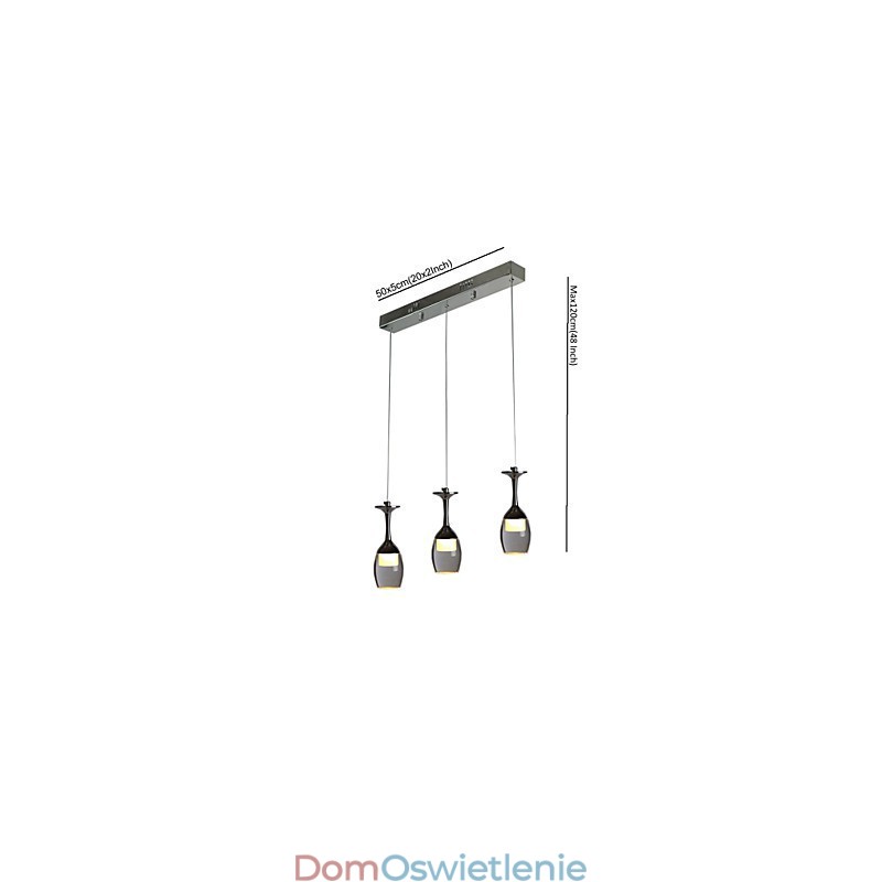Lampy wiszące 3 światła długi tylny panel nowoczesny współczesny