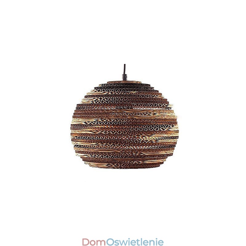 Rustykalna lampa wisząca z metalowym kloszem i globusem w kształcie wyspy