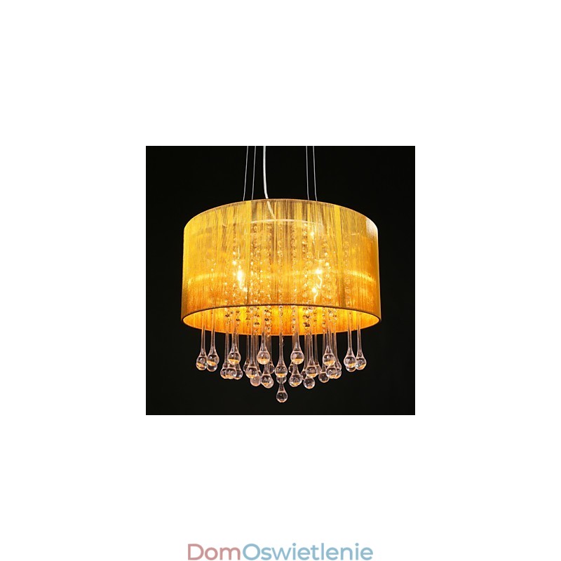 Żyrandol wiszący bębenkowy nowoczesny 4 światła abażur zwijany kryształowy żyrandol nowoczesny minimalistyczny design