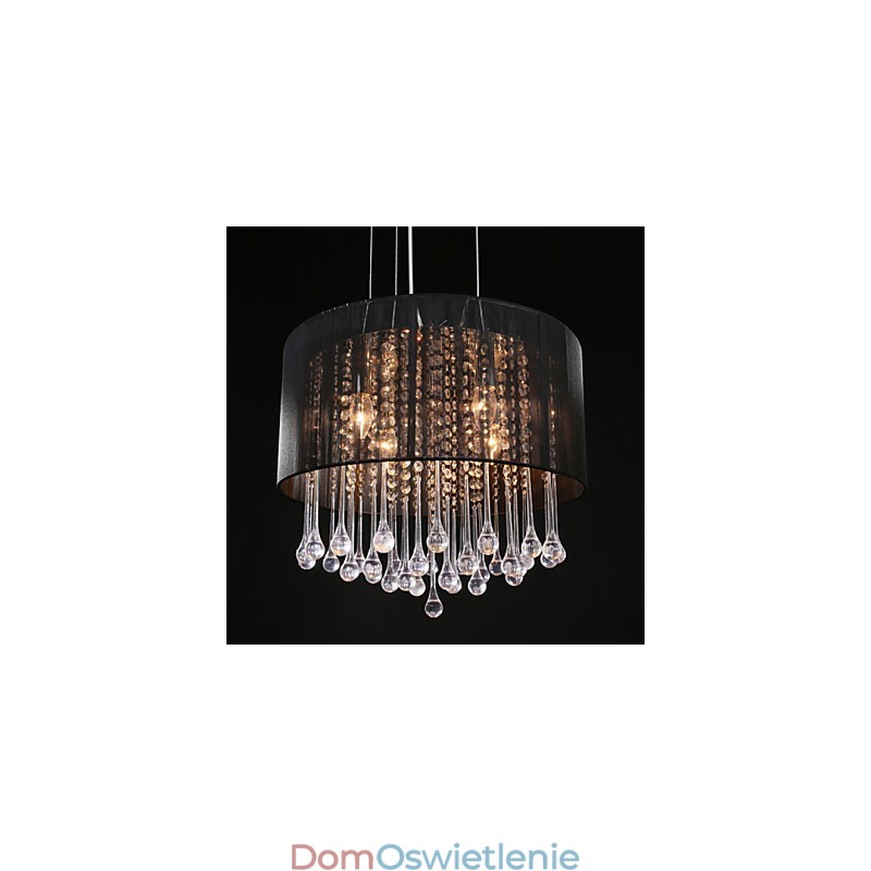 Żyrandol wiszący bębenkowy nowoczesny 4 światła abażur zwijany kryształowy żyrandol nowoczesny minimalistyczny design