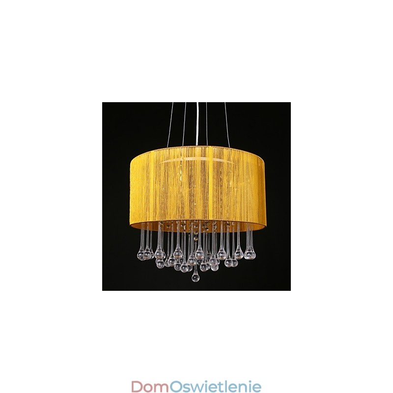 Żyrandol wiszący bębenkowy nowoczesny 4 światła abażur zwijany kryształowy żyrandol nowoczesny minimalistyczny design