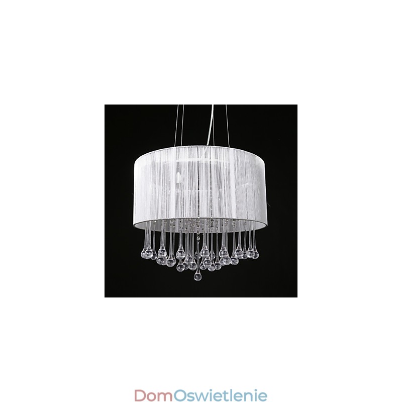 Żyrandol wiszący bębenkowy nowoczesny 4 światła abażur zwijany kryształowy żyrandol nowoczesny minimalistyczny design
