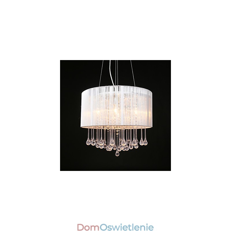 Żyrandol wiszący bębenkowy nowoczesny 4 światła abażur zwijany kryształowy żyrandol nowoczesny minimalistyczny design