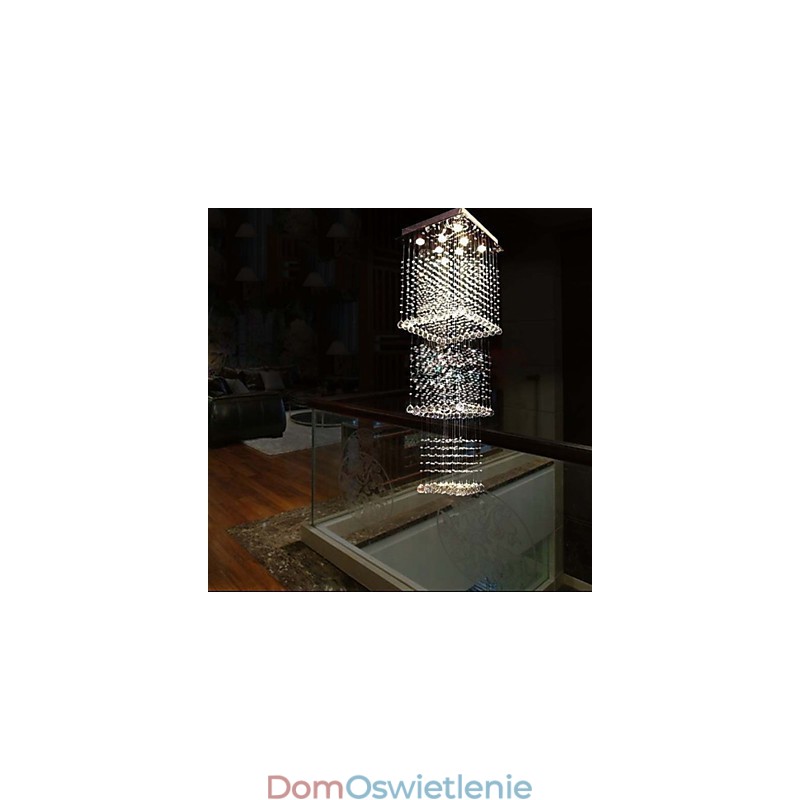 Sufitowe lampy wiszące kryształowe oświetlenie 8 świateł nowoczesne luksusowe srebrne lampy wiszące K9 przezroczyste kryształowe oprawy