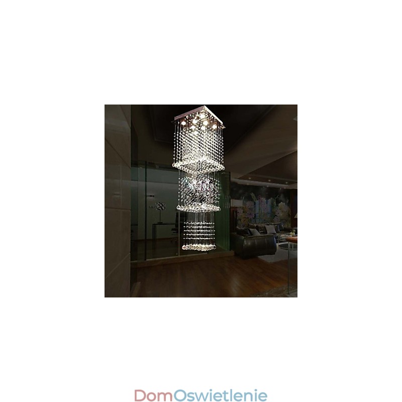 Sufitowe lampy wiszące kryształowe oświetlenie 8 świateł nowoczesne luksusowe srebrne lampy wiszące K9 przezroczyste kryształowe oprawy
