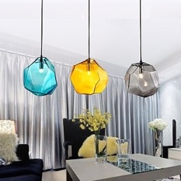 Wisząca lampa 3-punktowa w stylu włoskim, przezroczysta, galwanizowana
