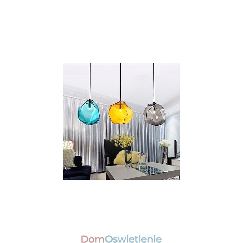 Wisząca lampa 3-punktowa w stylu włoskim, przezroczysta, galwanizowana