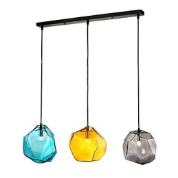 Wisząca lampa 3-punktowa w stylu włoskim, przezroczysta, galwanizowana