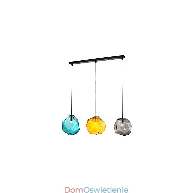 Wisząca lampa 3-punktowa w stylu włoskim, przezroczysta, galwanizowana