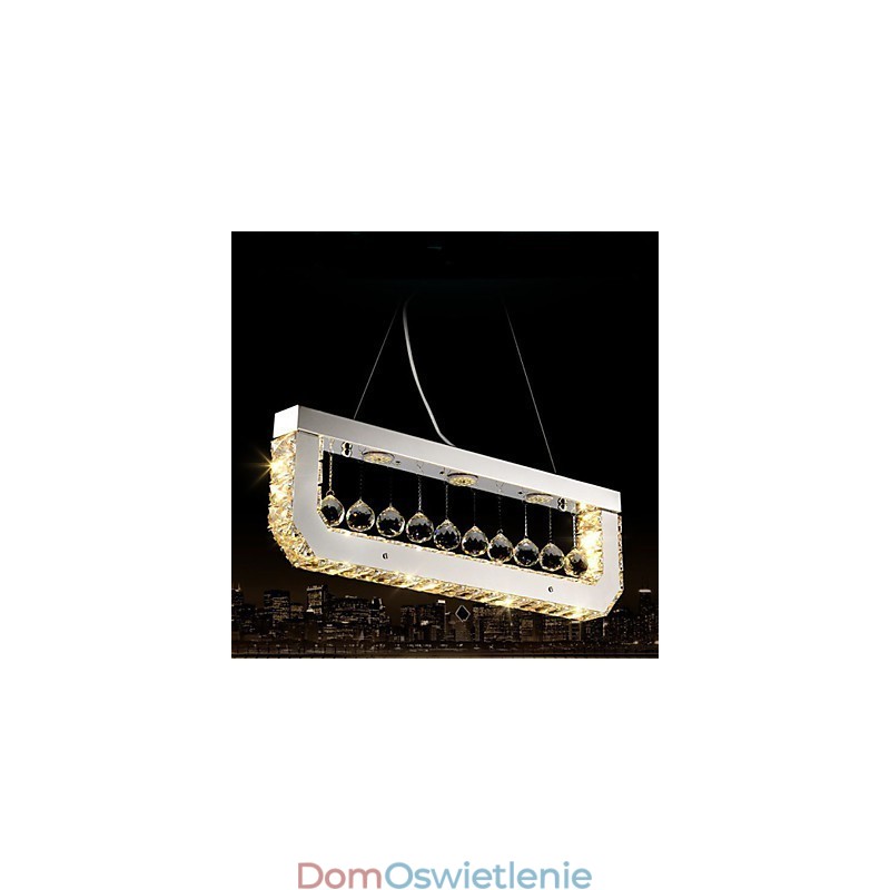 Kryształowy żyrandol Droplight prostokątny żółty światło