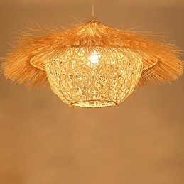 Nowoczesna, wiejska lampa Cany Art Woven Rattan Single Head Droplight