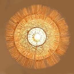 Nowoczesna, wiejska lampa Cany Art Woven Rattan Single Head Droplight
