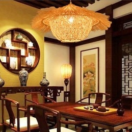 Nowoczesna, wiejska lampa Cany Art Woven Rattan Single Head Droplight