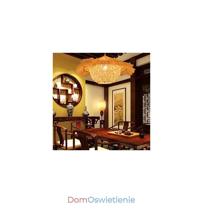 Nowoczesna, wiejska lampa Cany Art Woven Rattan Single Head Droplight