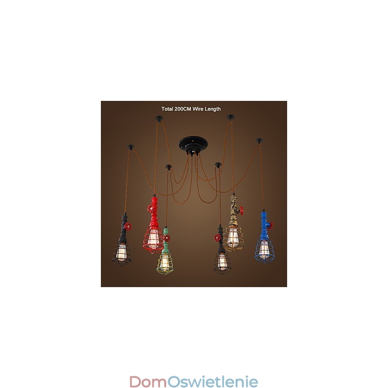 6 świateł Vintage lampa wisząca Waterpipe Design Lights