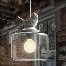 Pojedyncza szklana lampa wisząca w kształcie ptaków