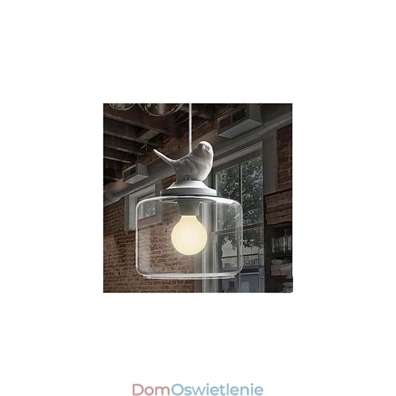 Pojedyncza szklana lampa wisząca w kształcie ptaków