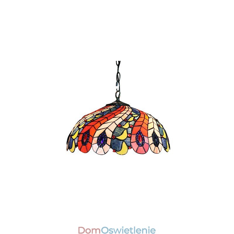 Lampa wisząca z 2 światłami w kloszu z wzorem pawiego pióra