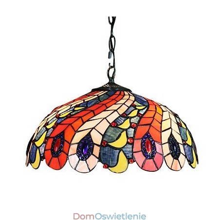 Lampa wisząca z 2 światłami w kloszu z wzorem pawiego pióra Lampa wisząca z 2 światłami w kloszu z wzorem pawiego pióra
