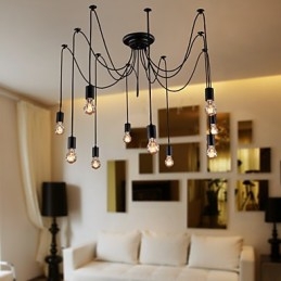 Żyrandol Vintage Design Żarówki w zestawie Living 10 świateł Lampa wisząca
