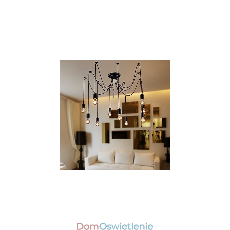 Żyrandol Vintage Design Żarówki w zestawie Living 10 świateł Lampa wisząca