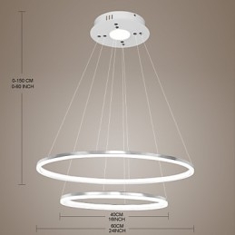 Nowoczesna lampa wisząca 4Wysokiej jakości akrylowa podwójna oprawa pierścieniowa