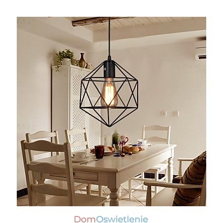 Żyrandol z kutego żelaza w geometrycznej linii z diamentami, wiszący, nowoczesny, współczesny