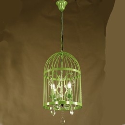Vintage Żelazna Klatka Schodowa Lampa Żyrandol Kryształ