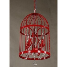 Vintage Żelazna Klatka Schodowa Lampa Żyrandol Kryształ