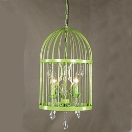 Vintage Żelazna Klatka Schodowa Lampa Żyrandol Kryształ