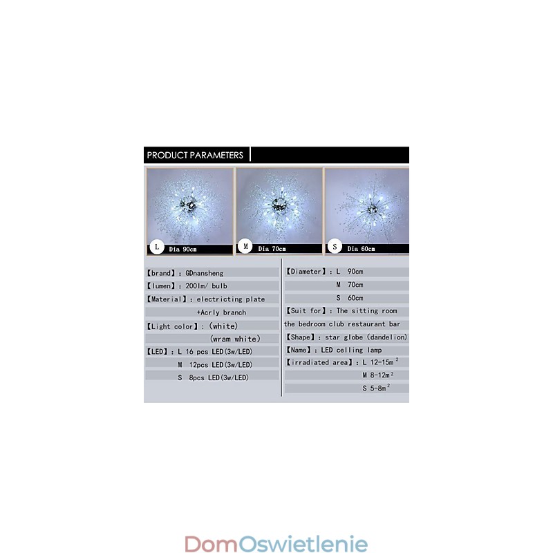 G4 Mitated Crystal Lamp Pendant Light Stal nierdzewna Średnica 90CM
