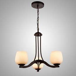 Żyrandol malowany żelazem z kloszem szklanym Klasyczna lampa oświetleniowa 3 głowice