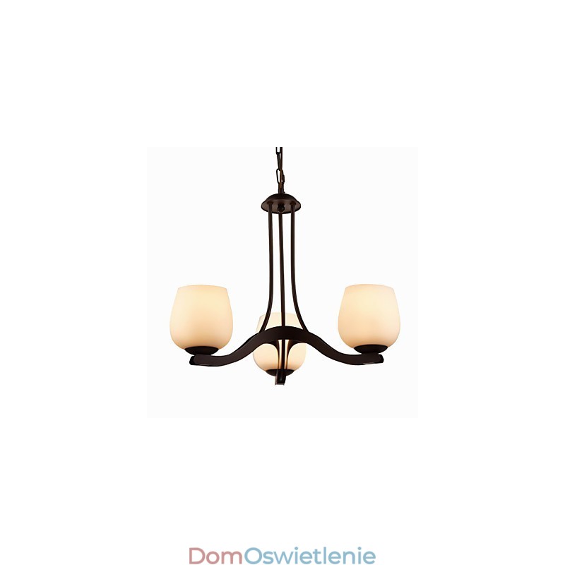 Żyrandol malowany żelazem z kloszem szklanym Klasyczna lampa oświetleniowa 3 głowice