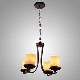 Żelazny żyrandol malowany z kloszem szklanym Klasyczna lampa świecowa 4 głowice