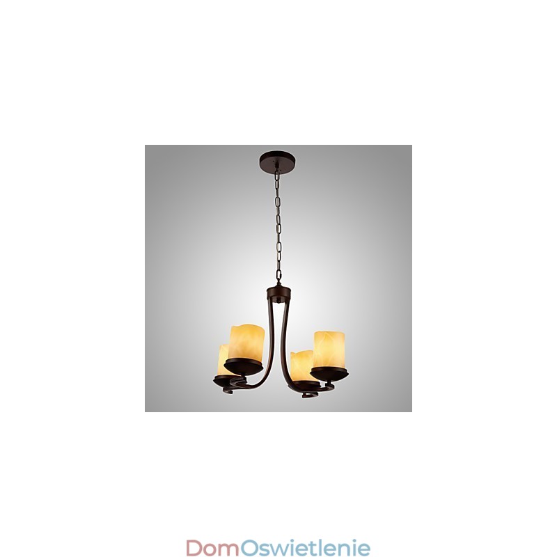 Żelazny żyrandol malowany z kloszem szklanym Klasyczna lampa świecowa 4 głowice