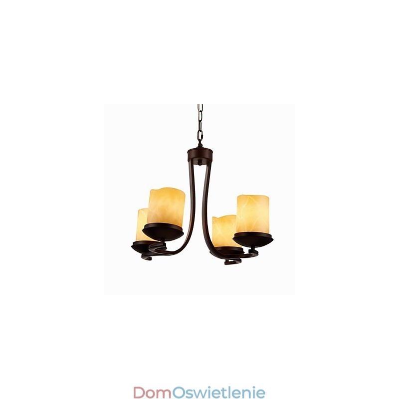 Żelazny żyrandol malowany z kloszem szklanym Klasyczna lampa świecowa 4 głowice