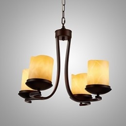 Żelazny żyrandol malowany z kloszem szklanym Klasyczna lampa świecowa 4 głowice
