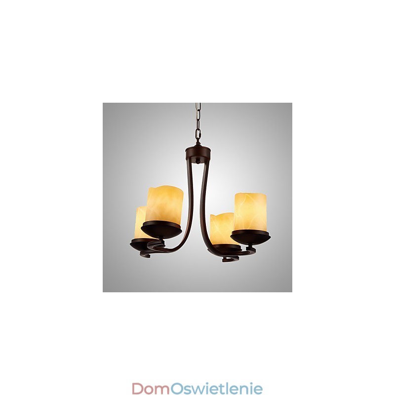Żelazny żyrandol malowany z kloszem szklanym Klasyczna lampa świecowa 4 głowice