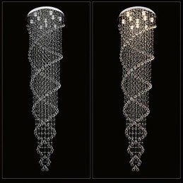 Żyrandol sufitowy, lampa wisząca, oprawy oświetleniowe z kryształem K9, podwójna spirala