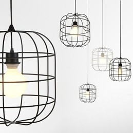 Miniaturowa artystyczna lampa wisząca w klatce dla ptaków 1 światło Nowoczesna prostota Wykończenie Czarny Biały Metal Węglowa stal Droplight