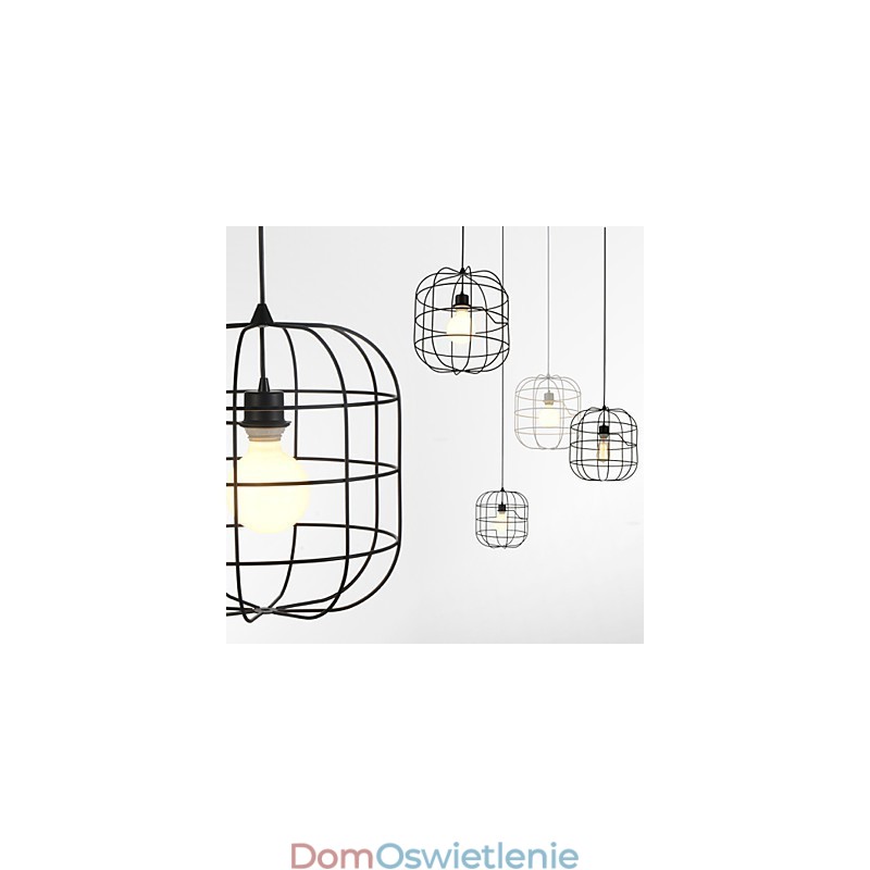 Miniaturowa artystyczna lampa wisząca w klatce dla ptaków 1 światło Nowoczesna prostota Wykończenie Czarny Biały Metal Węglowa stal Droplight