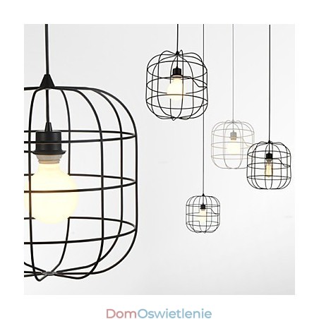 Miniaturowa artystyczna lampa wisząca w klatce dla ptaków 1 światło Nowoczesna prostota Wykończenie Czarny Biały Metal Węglowa stal Droplight Miniaturowa artystyczna lampa wisząca w klatce dla ptaków 1 światło Nowoczesna prostota Wykończenie Czarny Biały Metal Węglowa stal Droplight