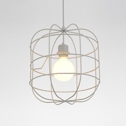 Miniaturowa artystyczna lampa wisząca w klatce dla ptaków 1 światło Nowoczesna prostota Wykończenie Czarny Biały Metal Węglowa stal Droplight