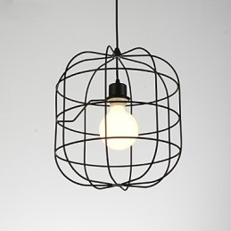 Miniaturowa artystyczna lampa wisząca w klatce dla ptaków 1 światło Nowoczesna prostota Wykończenie Czarny Biały Metal Węglowa stal Droplight